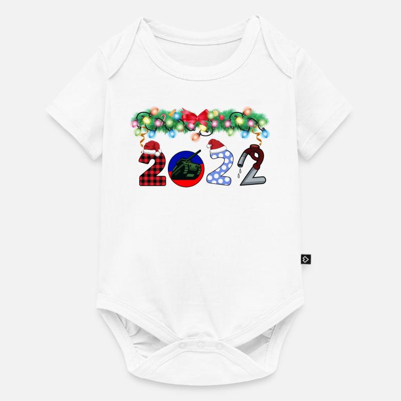 Année 2022 Conception de pyjama de Noël pour la famille - Body à manches courtes Premium Bébé - blanc