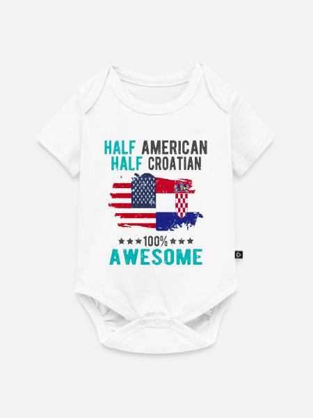 Halb Amerikaner Halb Kroate - Baby Premium Kurzarmbody - Weiß