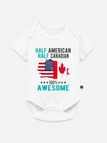 Halb Amerikaner Halb Kanadier - Baby Premium Kurzarmbody - Weiß