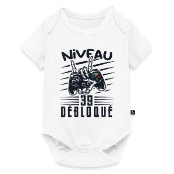 Niveau 39 Débloqué | cadeau de joueur - Body à manches courtes Premium Bébé - blanc - Devant