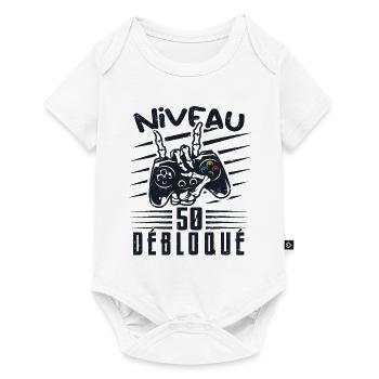 Niveau 50 Débloqué | cadeau de joueur - Body à manches courtes Premium Bébé - blanc - Devant