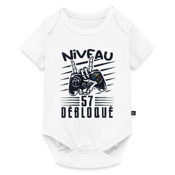 Niveau 57 Débloqué | cadeau de joueur - Body à manches courtes Premium Bébé - blanc - Devant
