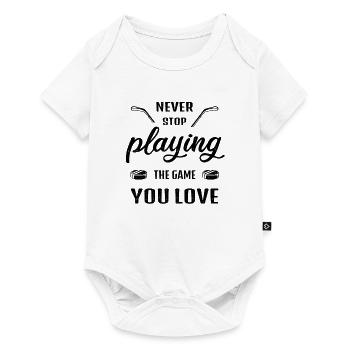 Never stop playing the game ice hockey saying - Baby Premium short-sleeve bodysuit - white - Front