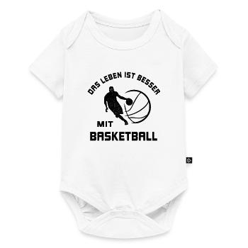 La vie est meilleure avec le basketball en disant cadeau - Body à manches courtes Premium Bébé - blanc - Devant