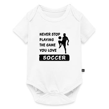 Never stop playing the game football saying - Baby Premium short-sleeve bodysuit - white - Front