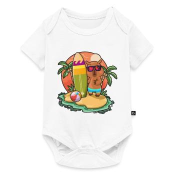 Funny Capybara Surf Lovers Cool Surfboard Surfing - Baby Premium short-sleeve bodysuit - white - Front