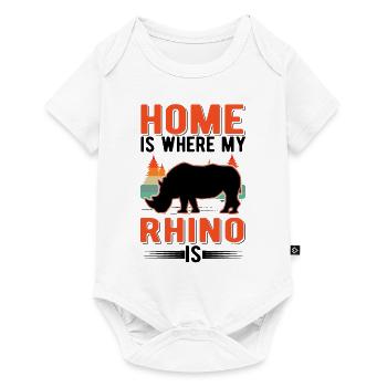 Zuhause ist wo mein Nashorn ist Rhino - Baby Premium Kurzarmbody - Weiß - Vorne