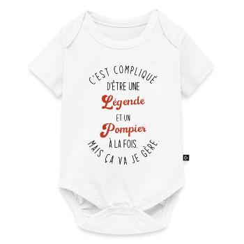 Compliqué d'être une légende et un pompier - Body à manches courtes Premium Bébé - blanc - Devant