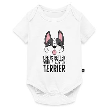 La vie est meilleure avec un chien Boston Terrier - Body à manches courtes Premium Bébé - blanc - Devant