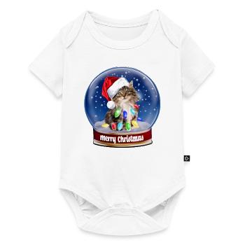 Merry Christmas Longhair Cat Snow Globe Santa - Baby Premium short-sleeve bodysuit - white - Front