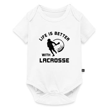 Das Leben ist besser mit Lacrosse Spruch Geschenk - Baby Premium Kurzarmbody - Weiß - Vorne
