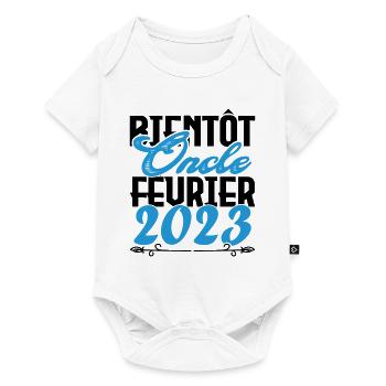 Annonce grossesse. bientôt Oncle Février 2023. - Body à manches courtes Premium Bébé - blanc - Devant