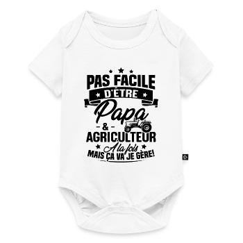 Pas facile d'être papa et agriculteur - Body à manches courtes Premium Bébé - blanc - Devant