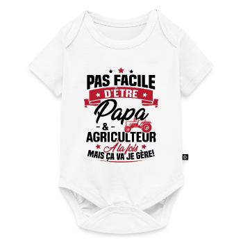 Pas facile d'être papa et agriculteur - Body à manches courtes Premium Bébé - blanc - Devant