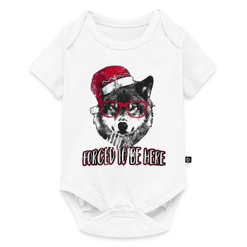 Forced to be here - Grumpy Christmas Wolf - Baby Premium short-sleeve bodysuit - white - Front