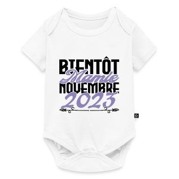 Annonce grossesse. bientôt Mamie Novembre 2023. - Body à manches courtes Premium Bébé - blanc - Devant