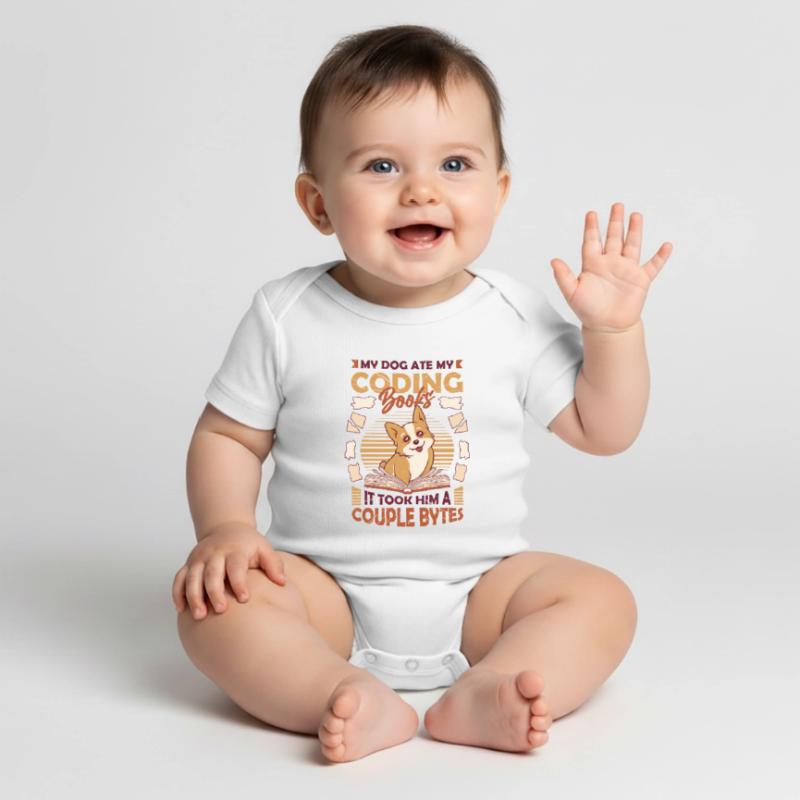 Dog Bytes Code Computer Joke Programming Baby Premium short-sleeve bodysuit