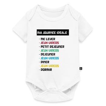 T shirt geek ma journée idéale - Body à manches courtes Premium Bébé - blanc - Devant