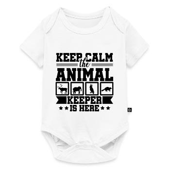 Keep Calm The Animal Keeper Is Here Animal Lover Z - Baby Premium Kurzarmbody - Weiß - Vorne