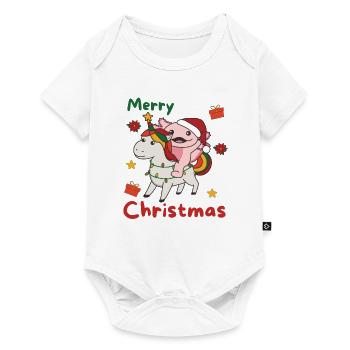 Noël Axolotl Joyeux Noël Licorne - Body à manches courtes Premium Bébé - blanc - Devant