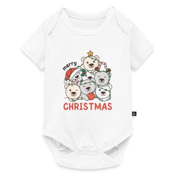 Arbre de Noël de l’ours polaire Joyeux Noël - Body à manches courtes Premium Bébé - blanc - Devant