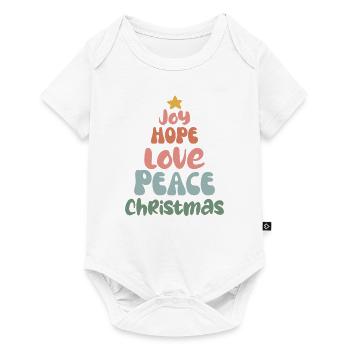 Joyeux Noël groovy rétro Love Peace Christmas - Body à manches courtes Premium Bébé - blanc - Devant