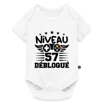 Niveau 57 débloqué - idée cadeau anniversaire - Body à manches courtes Premium Bébé - blanc - Devant
