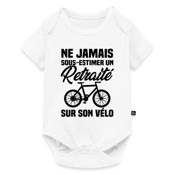 Ne jamais sous estimer un retraité sur son vélo - Body à manches courtes Premium Bébé - blanc - Devant
