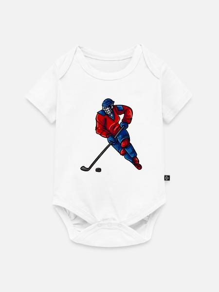 Eishockeyspieler Puck - Baby Premium Kurzarmbody - Weiß