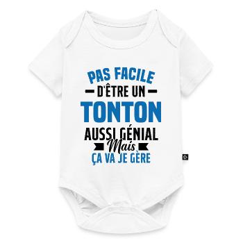 tonton génial cadeau humour tonton - Body à manches courtes Premium Bébé - blanc - Devant