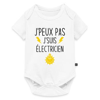 J'peux pas j'suis électricien - Body à manches courtes Premium Bébé - blanc - Devant