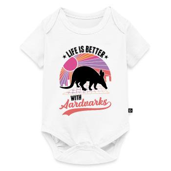 La vie est meilleure avec aardvark - Body à manches courtes Premium Bébé - blanc - Devant