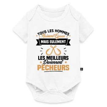 Les meilleurs hommes deviennent Pêcheurs - Body à manches courtes Premium Bébé - blanc - Devant