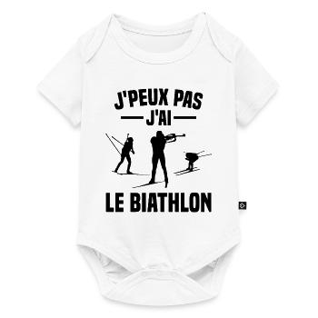 Je peux pas j'ai biathlon humour cadeau - Body à manches courtes Premium Bébé - blanc - Devant