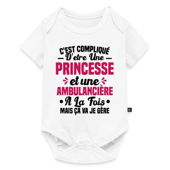 Princesse et Ambulancière Cadeau Humour - Body à manches courtes Premium Bébé - blanc - Devant