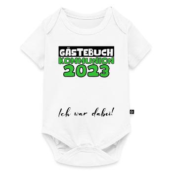 2023 Kommunion Gästebuch Mädchen Jungen Geschenk - Baby Premium Kurzarmbody - Weiß - Vorne