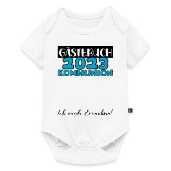 2023 Kommunion Gästebuch Mädchen Jungen Geschenk - Baby Premium Kurzarmbody - Weiß - Vorne