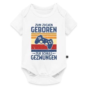 Zum Zocken Geboren Zur Schule Gezwungen - Baby Premium Kurzarmbody - Weiß - Vorne