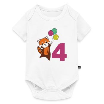 Red Panda quatrième anniversaire Balloons Enfants - Body à manches courtes Premium Bébé - blanc - Devant