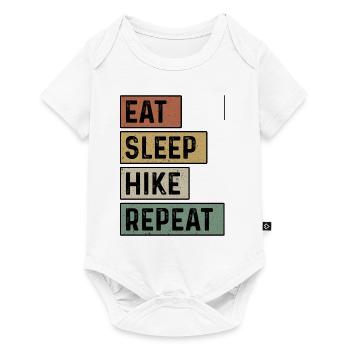 Eat Sleep Hike Repeat Trekking Mountaineering Hiki - Baby Premium Kurzarmbody - Weiß - Vorne