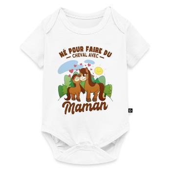 Amusant Maman Cheval Cavalière - Body à manches courtes Premium Bébé - blanc - Devant
