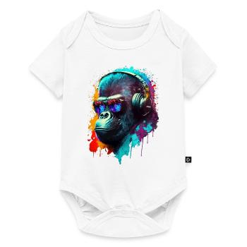 Gorilla Monkey DJ Casque Lunettes de soleil Club Musique - Body à manches courtes Premium Bébé - blanc - Devant