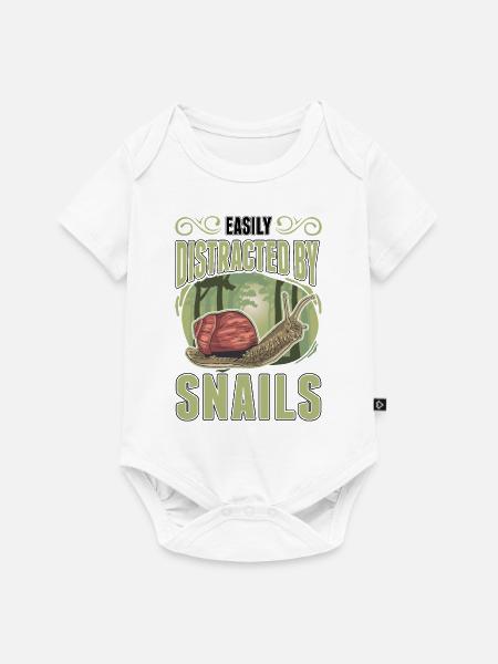 Easily distracted by Snails Schnecke - Baby Premium Kurzarmbody - Weiß