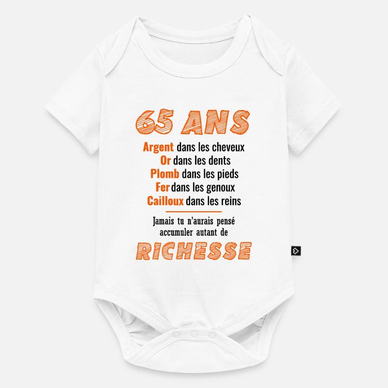 65 Ans Anniversaire Drôle Idée Cadeau - Body à manches courtes Premium Bébé - blanc