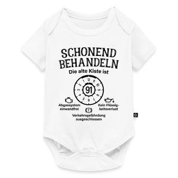 91. Geburtstag Schonend Behandeln Alte Kiste 91 - Baby Premium Kurzarmbody - Weiß - Vorne