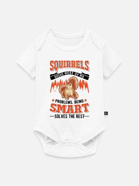 Eichhörnchen Geschenk Grauhörnchen Squirrel - Baby Premium Kurzarmbody - Weiß