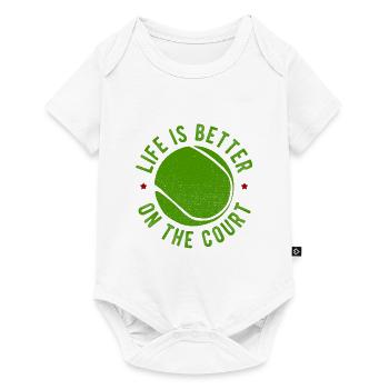 Tennisplatz Spruch Für Tennis - Baby Premium Kurzarmbody - Weiß - Vorne