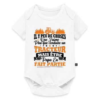 J'aime un Tracteur et Papa / Humour cadeau papa - Body à manches courtes Premium Bébé - blanc - Devant