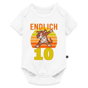 10 Geburtstag Löwe Tiger witzig 10 Jahre Junge - Baby Premium Kurzarmbody - Weiß - Vorne
