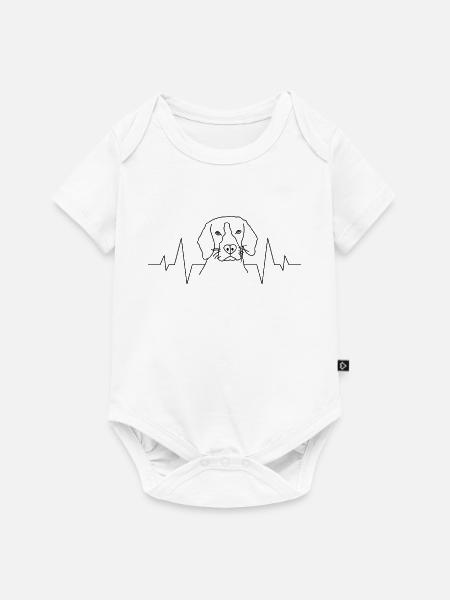 Hund Herzschlag - Baby Premium Kurzarmbody - Weiß